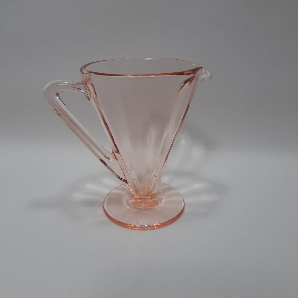 Indiana Glass Pink Depression Creamer Ribbed 30s Vintage 4" tall